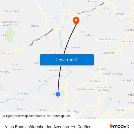 Vilas Boas e Vilarinho das Azenhas to Cedães map