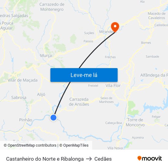 Castanheiro do Norte e Ribalonga to Cedães map