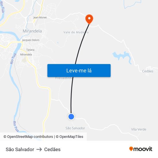 São Salvador to Cedães map