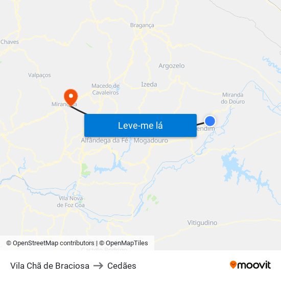 Vila Chã de Braciosa to Cedães map