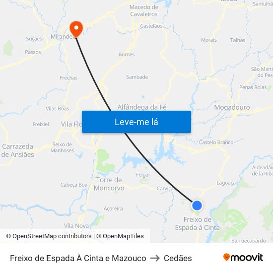 Freixo de Espada À Cinta e Mazouco to Cedães map