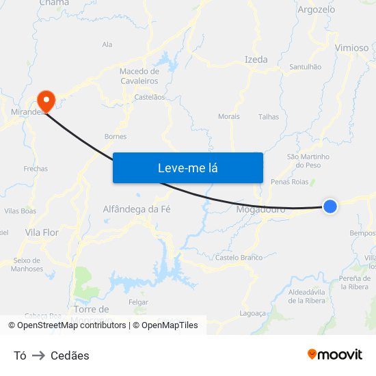 Tó to Cedães map