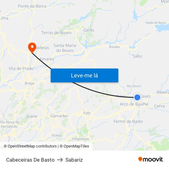 Cabeceiras De Basto to Sabariz map