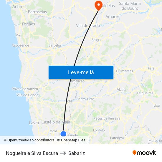 Nogueira e Silva Escura to Sabariz map