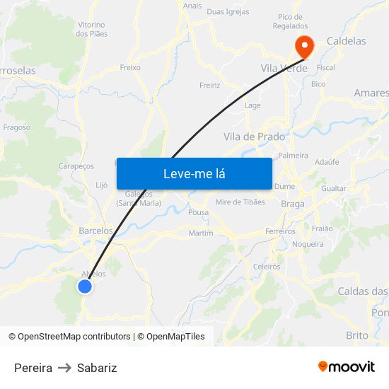 Pereira to Sabariz map