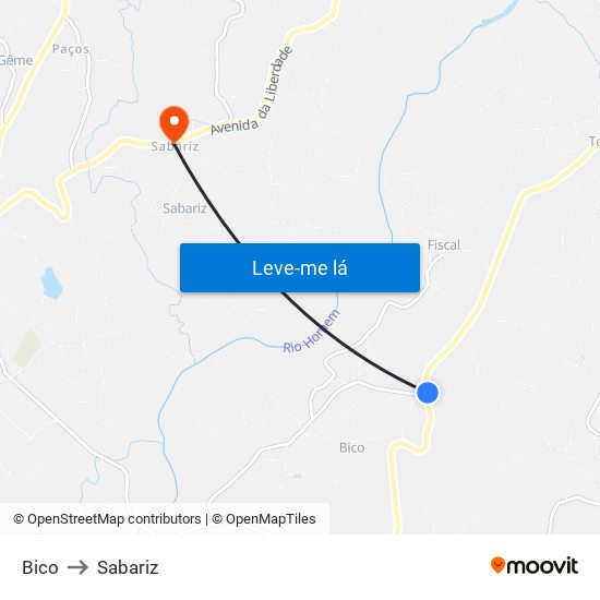 Bico to Sabariz map