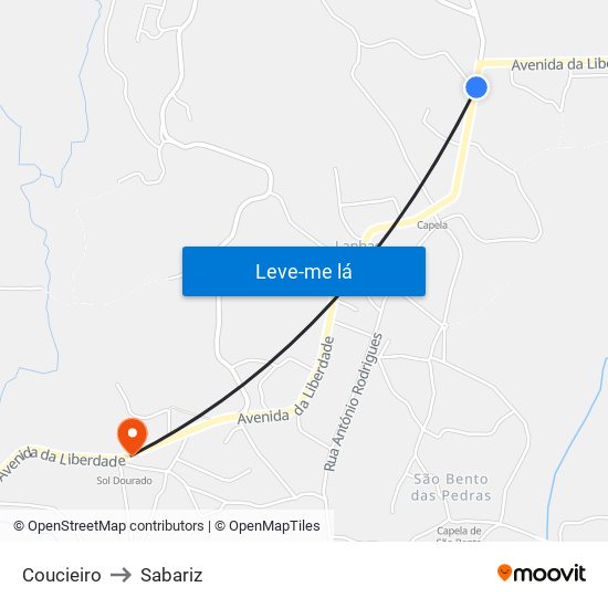 Coucieiro to Sabariz map