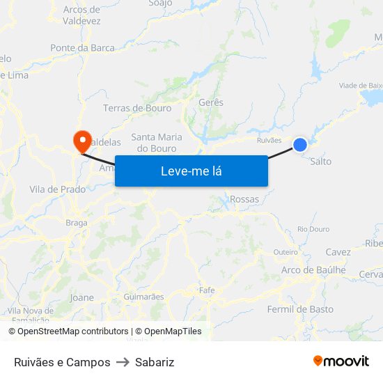 Ruivães e Campos to Sabariz map