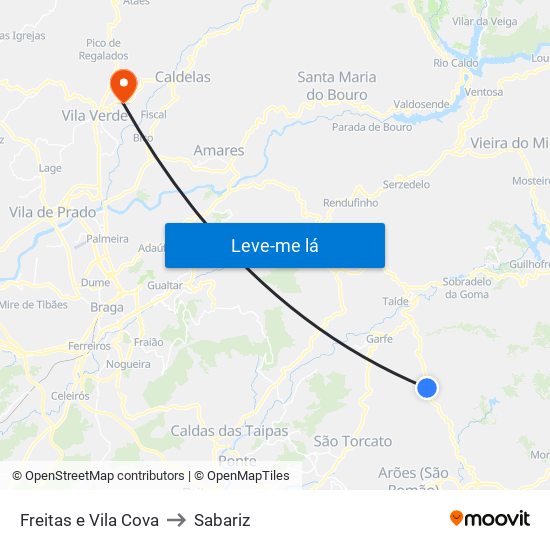 Freitas e Vila Cova to Sabariz map