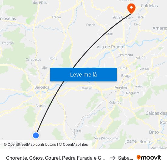 Chorente, Góios, Courel, Pedra Furada e Gueral to Sabariz map