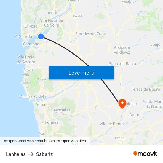 Lanhelas to Sabariz map