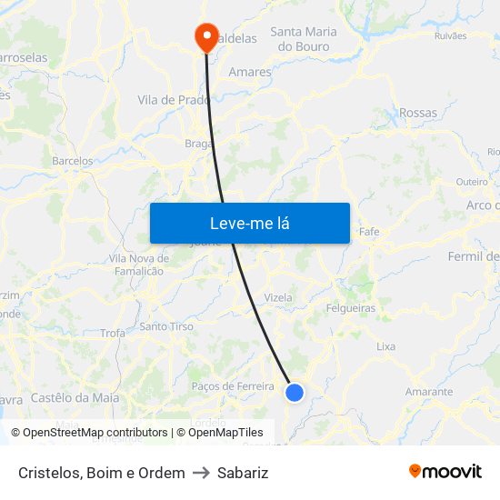 Cristelos, Boim e Ordem to Sabariz map