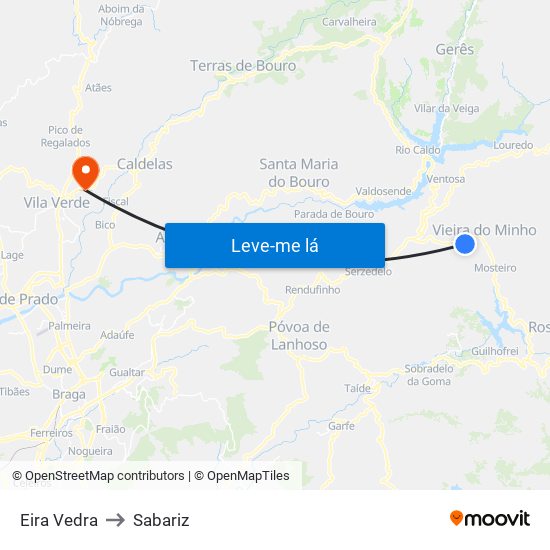 Eira Vedra to Sabariz map