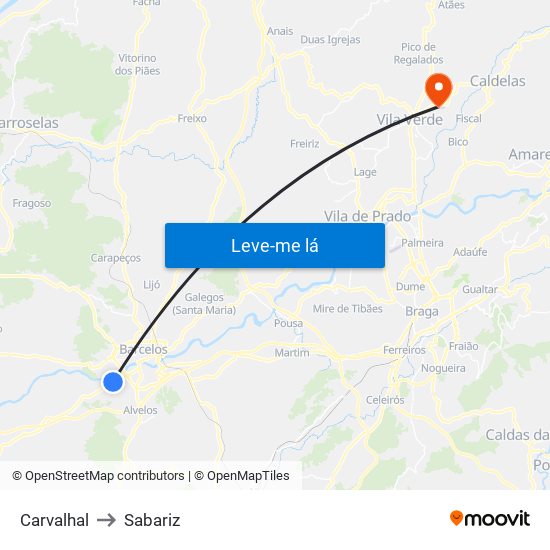 Carvalhal to Sabariz map