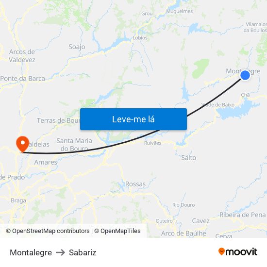 Montalegre to Sabariz map