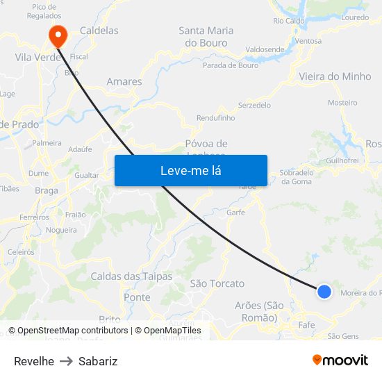 Revelhe to Sabariz map