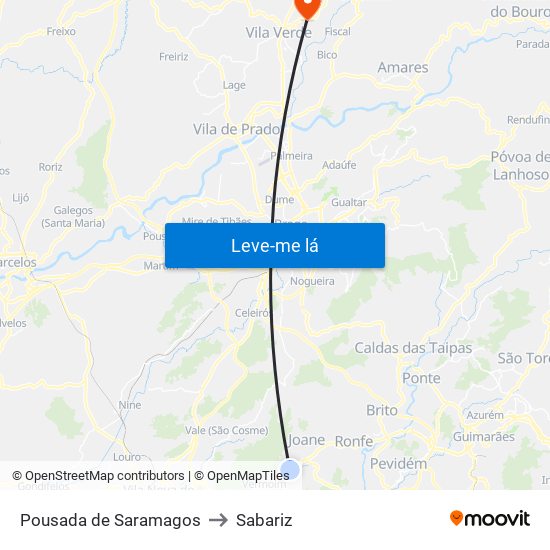 Pousada de Saramagos to Sabariz map