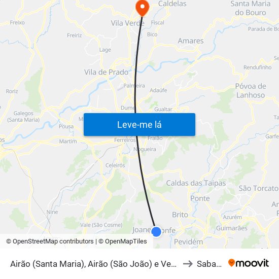 Airão (Santa Maria), Airão (São João) e Vermil to Sabariz map