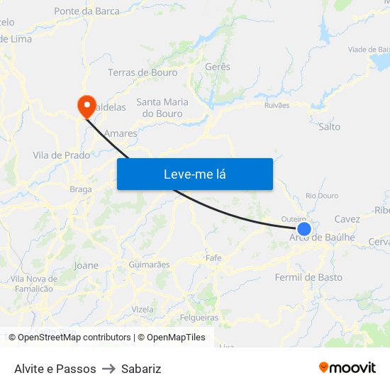 Alvite e Passos to Sabariz map