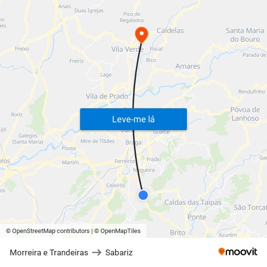 Morreira e Trandeiras to Sabariz map