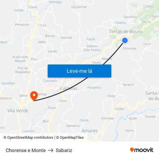 Chorense e Monte to Sabariz map