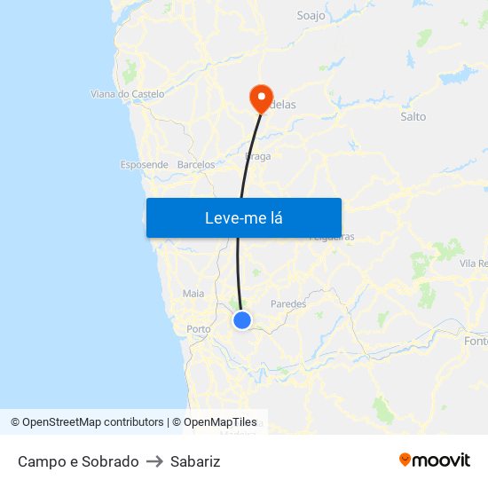 Campo e Sobrado to Sabariz map