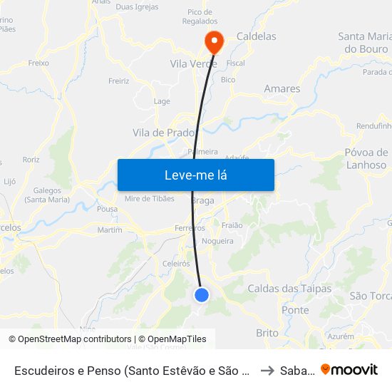 Escudeiros e Penso (Santo Estêvão e São Vicente) to Sabariz map