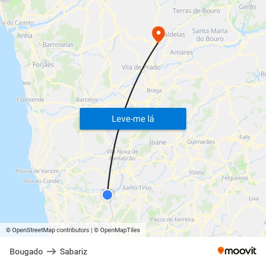 Bougado to Sabariz map