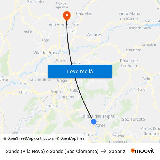 Sande (Vila Nova) e Sande (São Clemente) to Sabariz map