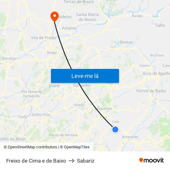 Freixo de Cima e de Baixo to Sabariz map