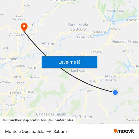 Monte e Queimadela to Sabariz map