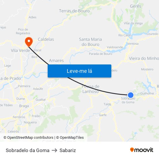 Sobradelo da Goma to Sabariz map