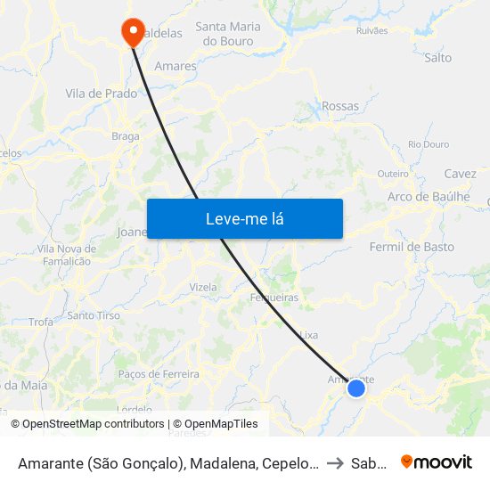 Amarante (São Gonçalo), Madalena, Cepelos e Gatão to Sabariz map