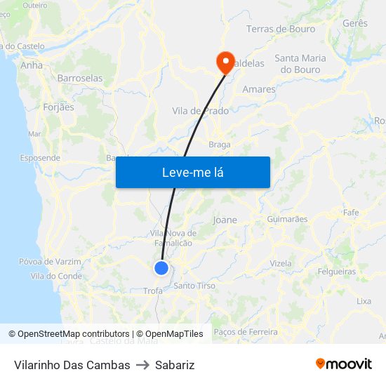 Vilarinho Das Cambas to Sabariz map