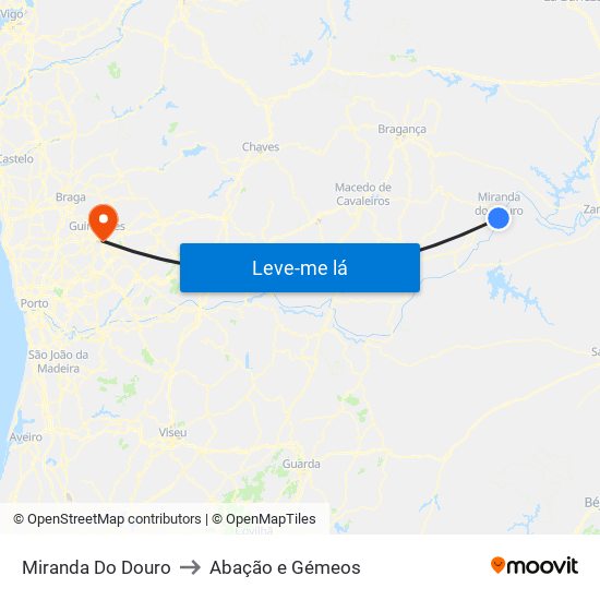 Miranda Do Douro to Abação e Gémeos map