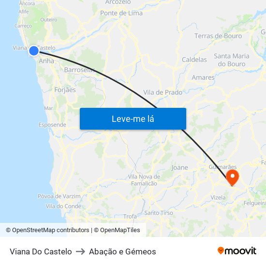 Viana Do Castelo to Abação e Gémeos map