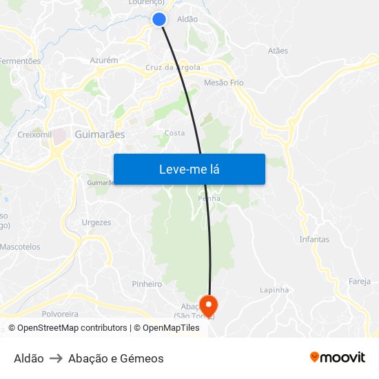 Aldão to Abação e Gémeos map