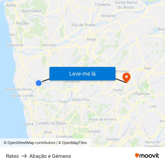 Rates to Abação e Gémeos map