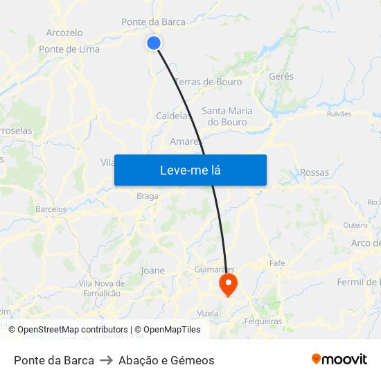 Ponte da Barca to Abação e Gémeos map