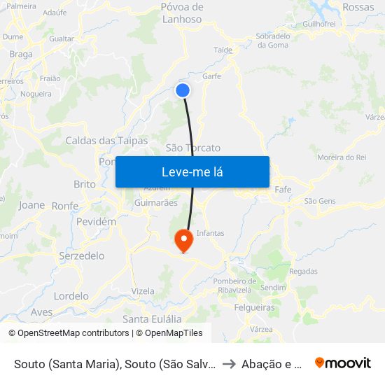 Souto (Santa Maria), Souto (São Salvador) e Gondomar to Abação e Gémeos map