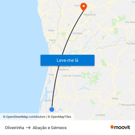 Oliveirinha to Abação e Gémeos map