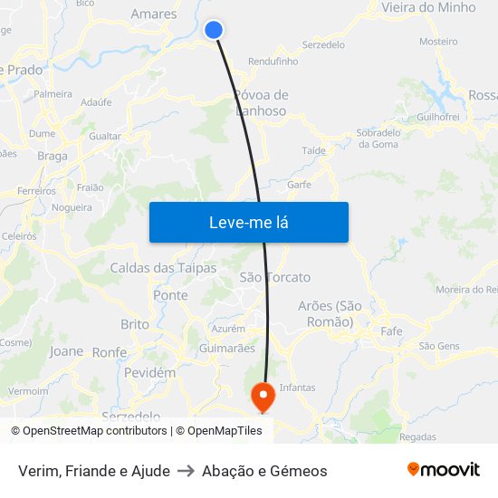 Verim, Friande e Ajude to Abação e Gémeos map