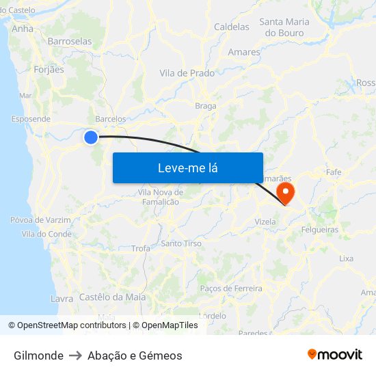 Gilmonde to Abação e Gémeos map