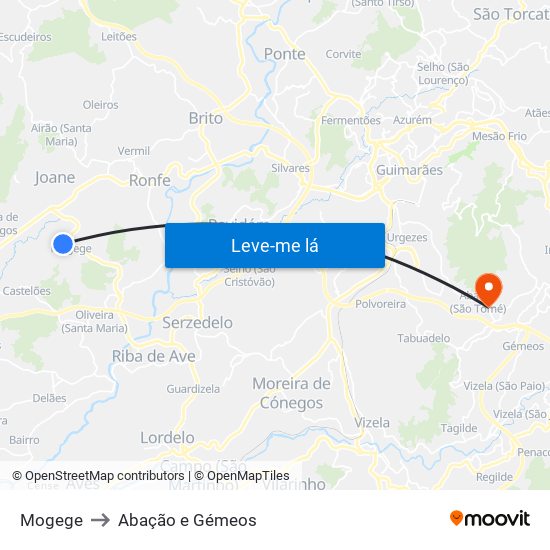 Mogege to Abação e Gémeos map