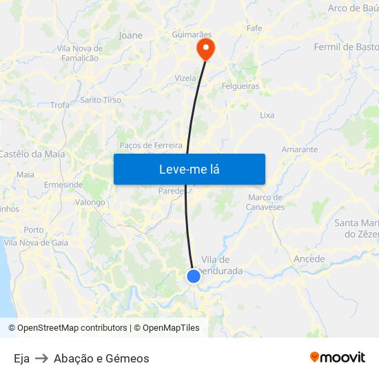 Eja to Abação e Gémeos map