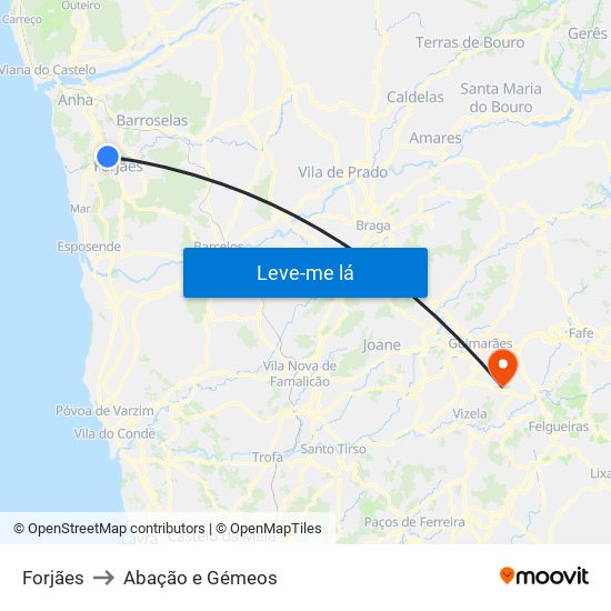 Forjães to Abação e Gémeos map