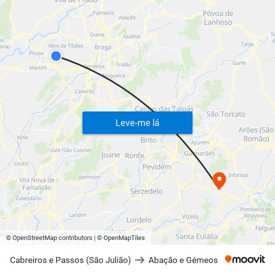 Cabreiros e Passos (São Julião) to Abação e Gémeos map