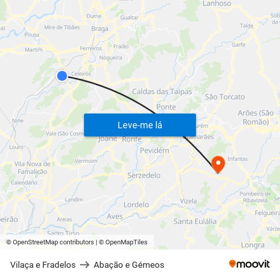 Vilaça e Fradelos to Abação e Gémeos map