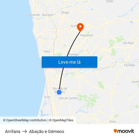 Arrifana to Abação e Gémeos map