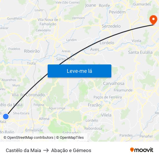 Castêlo da Maia to Abação e Gémeos map
